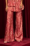 Ridhi Mehra_Red Fine Silk Print Floral V Neck Melody Tunic With Pant _Online_at_Aza_Fashions