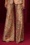 Ridhi Mehra_Green Raw Silk Print Floral Straight Neck Cadenza Jacket With Pant _Online_at_Aza_Fashions