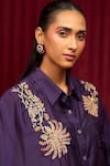 Shop_Ridhi Mehra_Purple Fine Silk Placement Embroidery Sequin Symphony Floral Shirt With Skirt _Online_at_Aza_Fashions