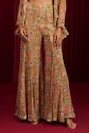 Buy_Ridhi Mehra_Green Georgette Print Floral Jacket Front Open Short And Pant Set _Online_at_Aza_Fashions