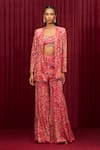 Buy_Ridhi Mehra_Pink Georgette Print Floral Jacket Front Open Sync And Pant Set _at_Aza_Fashions