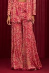 Ridhi Mehra_Pink Georgette Print Floral Jacket Front Open Sync And Pant Set _Online_at_Aza_Fashions