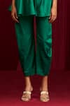 Ridhi Mehra_Green Chanderi Embroidery Butti Collared Neck Sonata Tunic With Pant _Online_at_Aza_Fashions