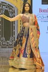 Buy_The Royaleum_Multi Color Blouse And Lehenga Silk Hand Embroidery Indian Motifs Floral & Set _at_Aza_Fashions