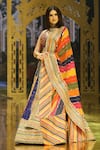 Shop_The Royaleum_Multi Color Blouse And Lehenga Silk Hand Embroidery Indian Motifs Floral & Set _at_Aza_Fashions