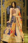 Buy_The Royaleum_Multi Color Blouse And Lehenga Silk Hand Embroidery Indian Motifs Floral & Set _Online_at_Aza_Fashions