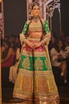 Buy_The Royaleum_Multi Color Blouse And Lehenga Silk Hand Embroidery Mirror Square Neck & Set _at_Aza_Fashions