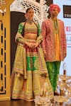 The Royaleum_Multi Color Blouse And Lehenga Silk Hand Embroidery Mirror Square Neck & Set _Online_at_Aza_Fashions