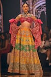 Buy_The Royaleum_Multi Color Silk Hand Embroidery Mirror Off Sequin Lehenga And Blouse Set _at_Aza_Fashions