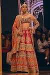 Buy_The Royaleum_Red Blouse Net Hand Embroidery Floral Round Neck Paisley Lehenga And Set _at_Aza_Fashions