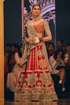 Buy_The Royaleum_Red Silk Hand Embroidery Floral Round Geometric Motifs Lehenga And Blouse Set _at_Aza_Fashions