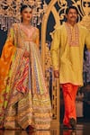 The Royaleum_Multi Color Silk Hand Embroidery Floral Geometric Motifs Anarkali With Dupatta _Online_at_Aza_Fashions