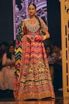 Buy_The Royaleum_Multi Color Silk Hand Embroidery Zigzag Pattern Round Neck Anarkali With Dupatta _at_Aza_Fashions