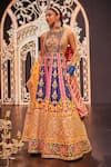 Shop_The Royaleum_Multi Color Silk Hand Embroidery Geometric Closed Floral Anarkali With Dupatta _at_Aza_Fashions