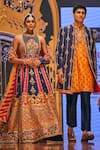 The Royaleum_Multi Color Silk Hand Embroidery Geometric Closed Floral Anarkali With Dupatta _Online_at_Aza_Fashions