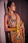 Buy_The Royaleum_Multi Color Crepe Silk Hand Embroidery Rainbow Sequence Collar Saree With Blouse 