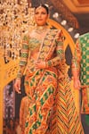 Buy_The Royaleum_Multi Color Crepe Silk Hand Embroidery Floral Geometric Saree With Blouse _Online_at_Aza_Fashions