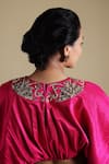 Buy_Thetaa_Pink Pure Silk Embroidery Zardozi Boat Neck Neckline Blouse And Lehenga Set _Online_at_Aza_Fashions