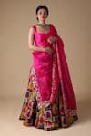 Buy_Thetaa_Pink Pure Silk Printed Jharokha Sweetheart Neck Lehenga Blouse Set _at_Aza_Fashions