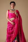 Thetaa_Pink Pure Silk Printed Jharokha Sweetheart Neck Lehenga Blouse Set _at_Aza_Fashions