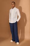 Vivek Karunakaran_White Cotton Linen Print Smudge Shirt _Online_at_Aza_Fashions