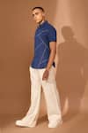 Buy_Vivek Karunakaran_Blue Cotton, Linen Embroidery Bandhani Shirt _Online_at_Aza_Fashions