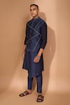 Buy_Vivek Karunakaran_Blue Raw Silk Embroidered Thread Bandhini Bundi _Online_at_Aza_Fashions