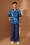 Buy_Vivek Karunakaran_Blue Poplin Tie-dye Pattern Shirt _at_Aza_Fashions