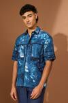 Vivek Karunakaran_Blue Poplin Tie-dye Pattern Shirt _Online_at_Aza_Fashions