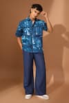 Buy_Vivek Karunakaran_Blue Poplin Tie-dye Pattern Shirt _Online_at_Aza_Fashions