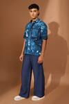 Shop_Vivek Karunakaran_Blue Poplin Tie-dye Pattern Shirt _Online_at_Aza_Fashions