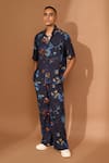 Buy_Vivek Karunakaran_Blue Cotton Viscose Printed Floral Boxy Shirt With Pant _at_Aza_Fashions