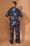 Vivek Karunakaran_Blue Cotton Viscose Printed Floral Boxy Shirt With Pant _Online_at_Aza_Fashions