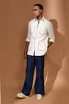 Buy_Vivek Karunakaran_White Linen Solid Patch Pocket Shaket _Online_at_Aza_Fashions