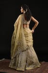 Reeti Arneja_Gold Double Georgette Al Mallika Stripe Embellished Bridal Lehenga Set _Online_at_Aza_Fashions