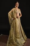 Shop_Reeti Arneja_Gold Double Georgette Al Mallika Stripe Embellished Bridal Lehenga Set _Online_at_Aza_Fashions