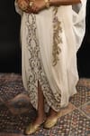 Buy_Reeti Arneja_Ivory Double Georgette Embroidery Farah Phool Vine Cape And Dhoti Skirt Set 