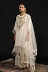 Reeti Arneja_Ivory Double Georgette Embroidery Thread Work Salma Flora Kurta And Palazzo Set _Online_at_Aza_Fashions