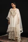 Buy_Reeti Arneja_Ivory Double Georgette Embroidery Thread Work Salma Flora Kurta And Palazzo Set 