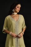 Reeti Arneja_Green Double Georgette Embroidery Bahar Vine V Zara Kurta With Godet Sharara _at_Aza_Fashions