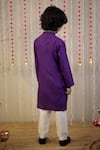 Shop_TINY COLOR_Purple Cotton Silk Print Floral Block Kurta With Pyjama _at_Aza_Fashions