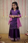 TINY COLOR_Purple Kurta And Sharara Modal Embroidery Bandhej Printed & Set _at_Aza_Fashions