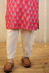 Buy_TINY COLOR_Pink Cotton Silk Print Traditional Block Kurta With Pyjama _Online_at_Aza_Fashions