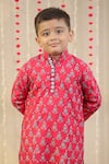 Shop_TINY COLOR_Pink Cotton Silk Print Traditional Block Kurta With Pyjama _Online_at_Aza_Fashions