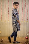 Buy_TINY COLOR_Blue Cotton Silk Print Floral Block Kurta With Pant 