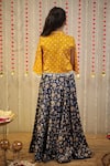 Shop_TINY COLOR_Blue Lehenga And Cape Modal Embroidery Lace Bandhej & Set _at_Aza_Fashions