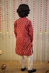 Shop_TINY COLOR_Maroon Kurta Mulmul Cotton Print Traditional Block Straight With Pant _at_Aza_Fashions