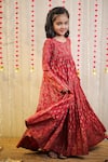 TINY COLOR_Maroon Mulmul Cotton Print Floral Block Tiered Kurta _at_Aza_Fashions