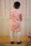 Shop_TINY COLOR_Peach Kurta Mulmul Cotton Print Floral Motifs Block With Pyjama _at_Aza_Fashions