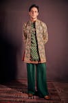 Buy_The Royaleum_Multi Color Silk Hand Embroidered Floral Tariq Jacket With Kurta Set _at_Aza_Fashions